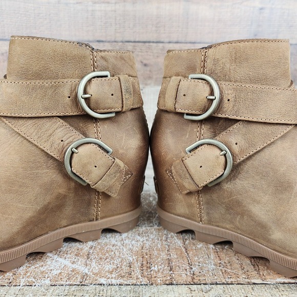 Sorel Joan Of Arctic Wedge II Women Sz 6 Buckle  Brown Leather Bootie NL3490-286 - Picture 4 of 11